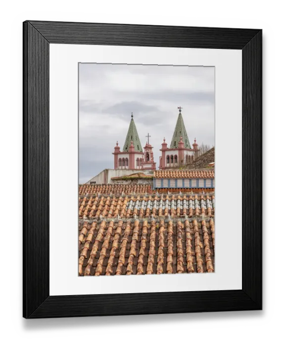 Framed Print : Terceira Island, Azores, Portugal. Red tile roof and the spires of the Cathedral of Angra do Heroismo Framed Print : Terceira Island, Azores, Portugal. Red tile roof and the spires of the Cathedral of Angra do Heroismo