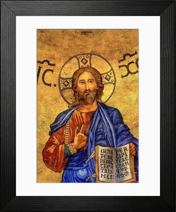 Framed Print : Ancient Jesus Mosaic, Papal Basilica of Saint Paul, Rome, Italy. One of 4 Papal basilicas, established over Saint Paul's burial place in 324 by Emperor Constantine. (Editorial Use Only) Framed Print : Ancient Jesus Mosaic, Papal Basilica of Saint Paul, Rome, Italy. One of 4 Papal basilicas, established over Saint Paul's burial place in 324 by Emperor Constantine. (Editorial Use Only)