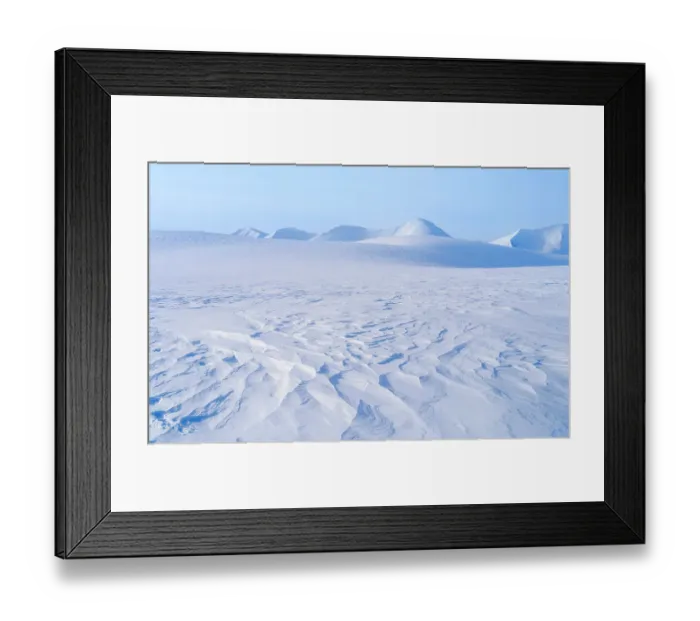 Framed Print : Landscape on the Filchnerfonna ice shelf during winter, the island Spitzbergen in the Svalbard. Scandinavia, Norway