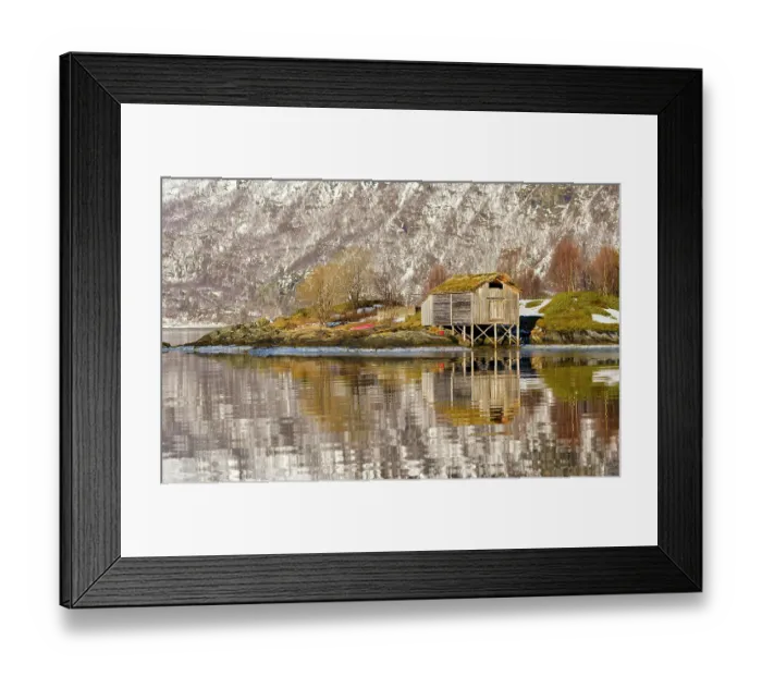 Framed Print : Landscape at Salangen Fjord near Loksebotn in northern Norway during winter. (Editorial Use Only)
