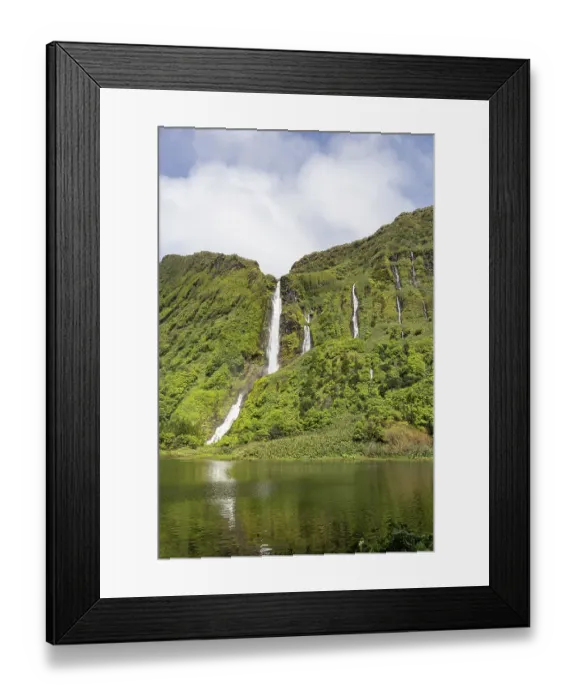 Framed Print : Azores, Portugal. Waterfall dropping into Lagoa dos Patos on Flores Island Framed Print : Azores, Portugal. Waterfall dropping into Lagoa dos Patos on Flores Island