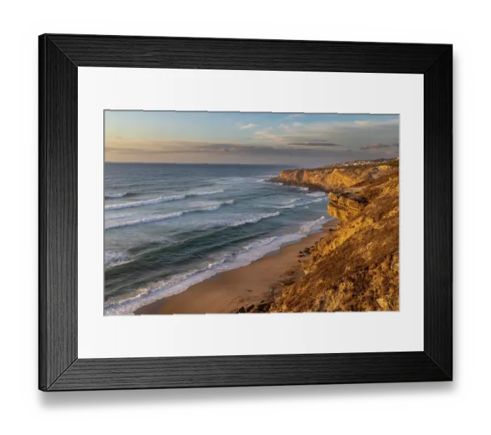 Framed Print : Cliffs over beach at Colares, Portugal