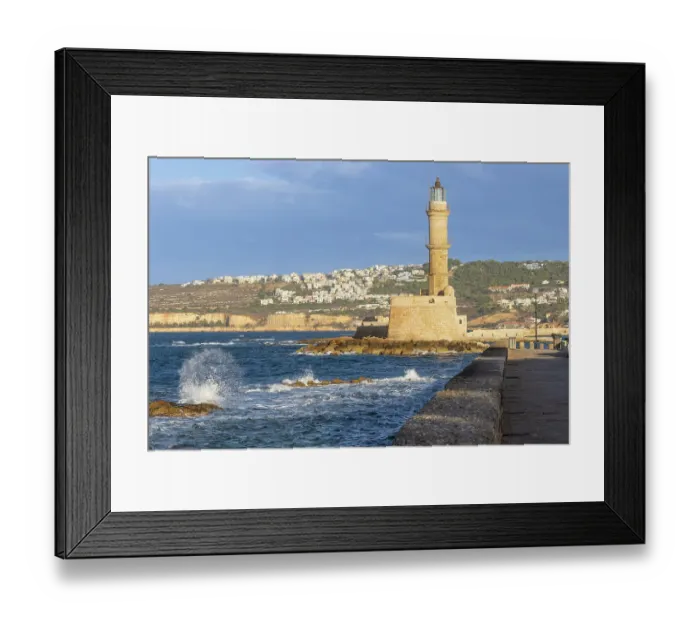 Framed Print : Greece, Crete, Chania harbor, old town. Chania Lighthouse Framed Print : Greece, Crete, Chania harbor, old town. Chania Lighthouse