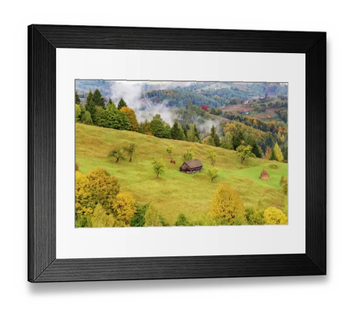 Framed Print : Romania, Transylvania. Colorful, white mountain landscape Framed Print : Romania, Transylvania. Colorful, white mountain landscape