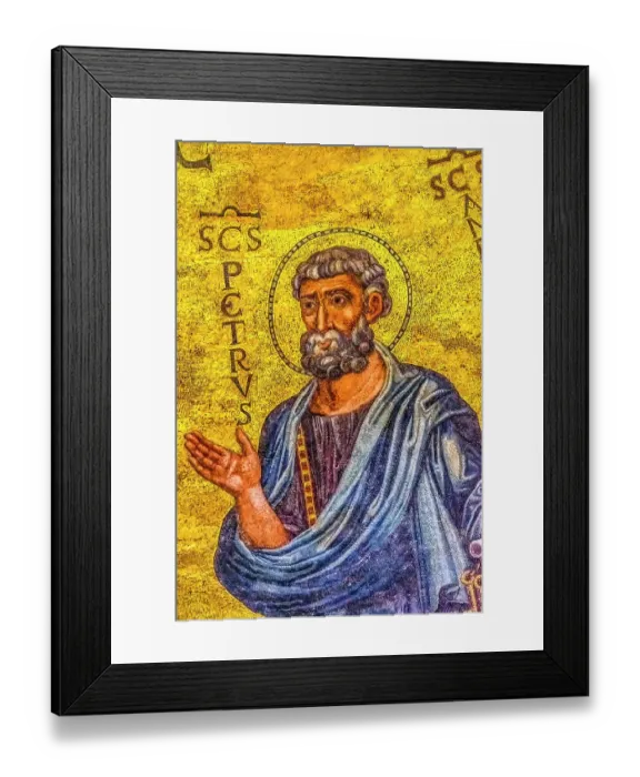 Framed Print : Ancient Saint Peter mosaic, Papal Basilica of Saint Paul, Rome, Italy. One of 4 Papal basilicas, established over Saint Paul's burial place in 324 by Emperor Constantine. (Editorial Use Only) Framed Print : Ancient Saint Peter mosaic, Papal Basilica of Saint Paul, Rome, Italy. One of 4 Papal basilicas, established over Saint Paul's burial place in 324 by Emperor Constantine. (Editorial Use Only)