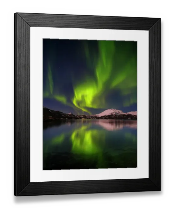 Framed Print : Northern lights over the Salangen Fjord near Sjovegan in northern Norway during winter Framed Print : Northern lights over the Salangen Fjord near Sjovegan in northern Norway during winter