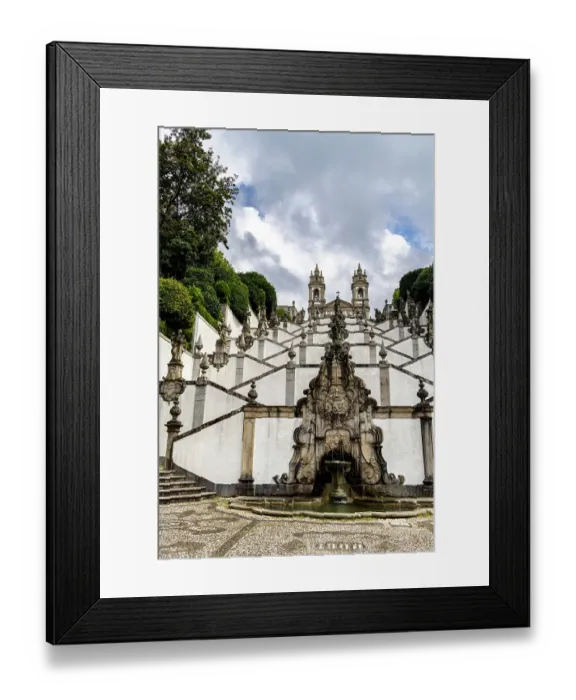 Framed Print : Bom Jesus do Monte is a Catholic shrine with a baroque stairway that climbs 116 meters near Braga, Portugal Framed Print : Bom Jesus do Monte is a Catholic shrine with a baroque stairway that climbs 116 meters near Braga, Portugal