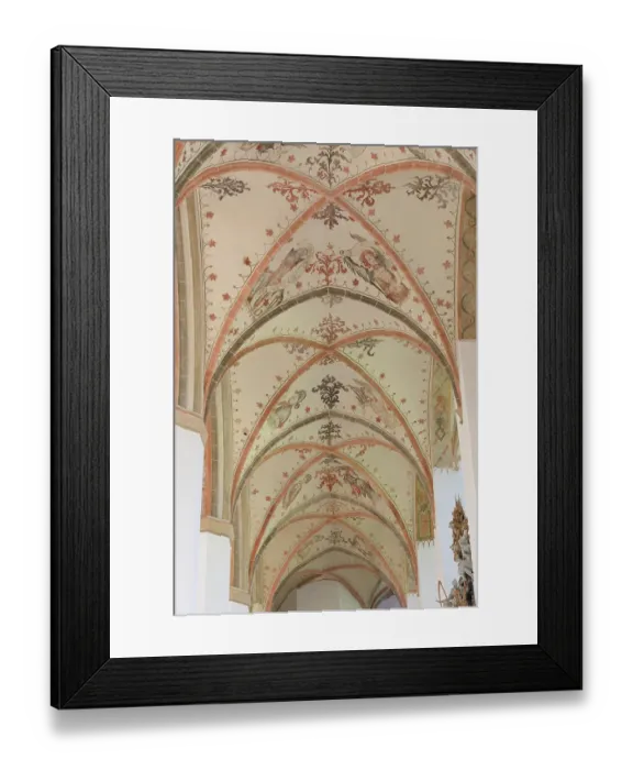 Framed Print : Germany, Mecklenburg-Vorpommern, Stralsund. St. Mary's Church interior, UNESCO World Heritage Site interior arched ceiling. (Editorial Use Only)