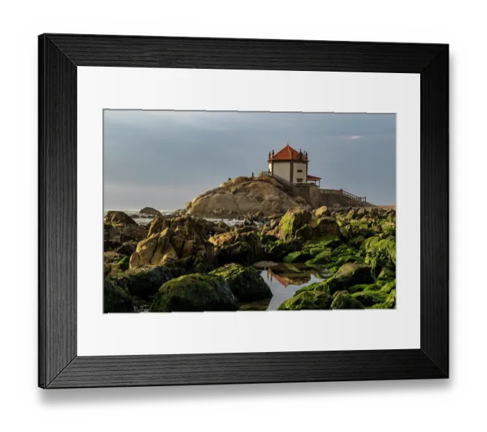 Framed Print : Capela do Senhor da Pedra Chapel on the beach near Porto, Portugal Framed Print : Capela do Senhor da Pedra Chapel on the beach near Porto, Portugal