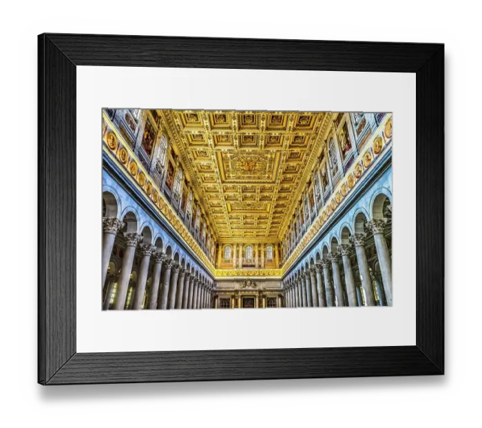 Framed Print : Long columns, Papal Basilica of Saint Paul, Rome, Italy. One of 4 Papal basilicas, established over Saint Paul's burial place in 324 by Emperor Constantine. (Editorial Use Only) Framed Print : Long columns, Papal Basilica of Saint Paul, Rome, Italy. One of 4 Papal basilicas, established over Saint Paul's burial place in 324 by Emperor Constantine. (Editorial Use Only)