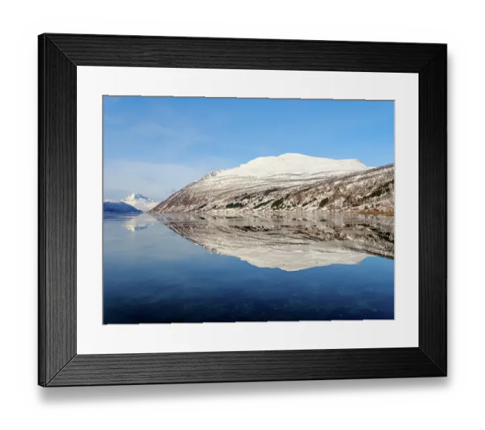 Framed Print : Landscape at Lavangen Fjord during winter. Norway Framed Print : Landscape at Lavangen Fjord during winter. Norway