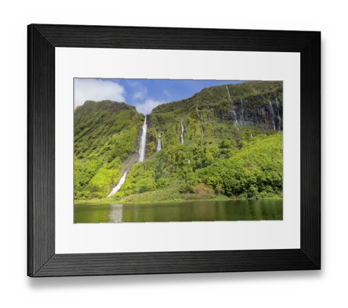 Framed Print : Azores, Portugal. Waterfall dropping into Lagoa dos Patos on Flores Island Framed Print : Azores, Portugal. Waterfall dropping into Lagoa dos Patos on Flores Island