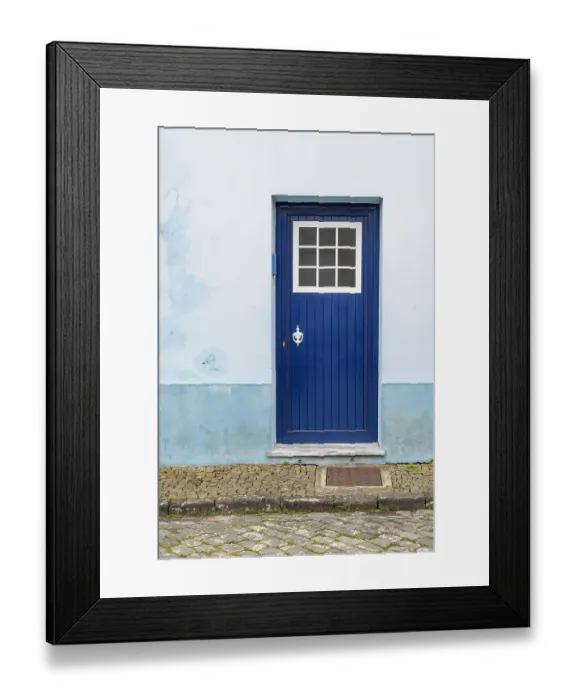 Framed Print : Praia da Vitoria, Terceira Island, Azores, Portugal. Blue door on a building Framed Print : Praia da Vitoria, Terceira Island, Azores, Portugal. Blue door on a building