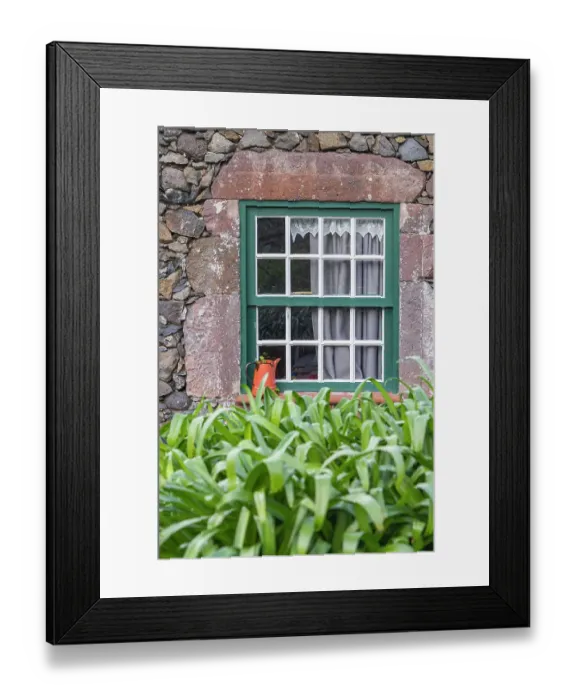 Framed Print : Aldeia da Cuada, Flores, Azores, Portugal. Paned window on a stone building Framed Print : Aldeia da Cuada, Flores, Azores, Portugal. Paned window on a stone building