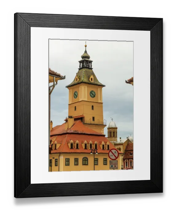 Framed Print : Romania Brasov. Steepled buildings, 16th-17th century architecture arcaded, terra cotta roofed houses and narrow streets Framed Print : Romania Brasov. Steepled buildings, 16th-17th century architecture arcaded, terra cotta roofed houses and narrow streets