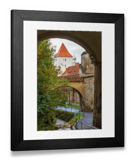 Framed Print : Romania Brasov. The alley behind walls Framed Print : Romania Brasov. The alley behind walls