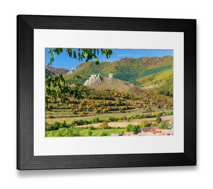 Framed Print : Romania, Transylvania. Coltesti Castle 11th century ruins. Territorial Trascau Mountain views Framed Print : Romania, Transylvania. Coltesti Castle 11th century ruins. Territorial Trascau Mountain views