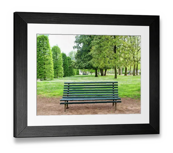Framed Print : Italy, Lombardy, Mantua. Piazza Virgiliana public park. Wooden bench Framed Print : Italy, Lombardy, Mantua. Piazza Virgiliana public park. Wooden bench