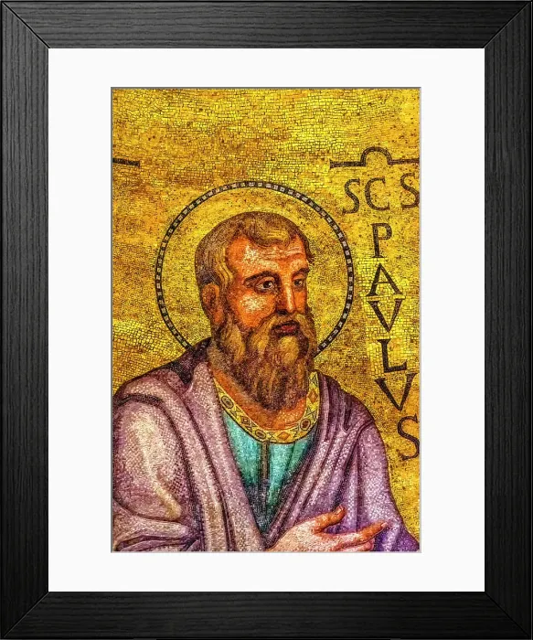Framed Print : Ancient Saint Paul mosaic, Papal Basilica of Saint Paul, Rome, Italy. One of 4 Papal basilicas, established over Saint Paul's burial place in 324 by Emperor Constantine. (Editorial Use Only) Framed Print : Ancient Saint Paul mosaic, Papal Basilica of Saint Paul, Rome, Italy. One of 4 Papal basilicas, established over Saint Paul's burial place in 324 by Emperor Constantine. (Editorial Use Only)