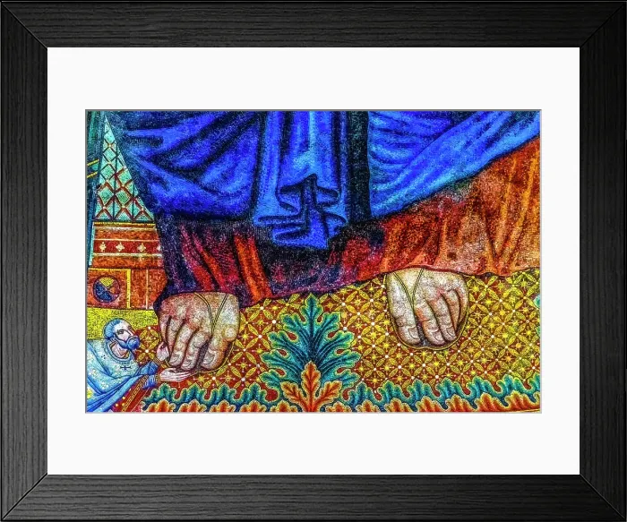 Framed Print : Ancient Jesus Feet mosaic, Papal Basilica of Saint Paul, Rome, Italy. One of 4 Papal basilicas, established over Saint Paul's burial place in 324 by Emperor Constantine. (Editorial Use Only) Framed Print : Ancient Jesus Feet mosaic, Papal Basilica of Saint Paul, Rome, Italy. One of 4 Papal basilicas, established over Saint Paul's burial place in 324 by Emperor Constantine. (Editorial Use Only)
