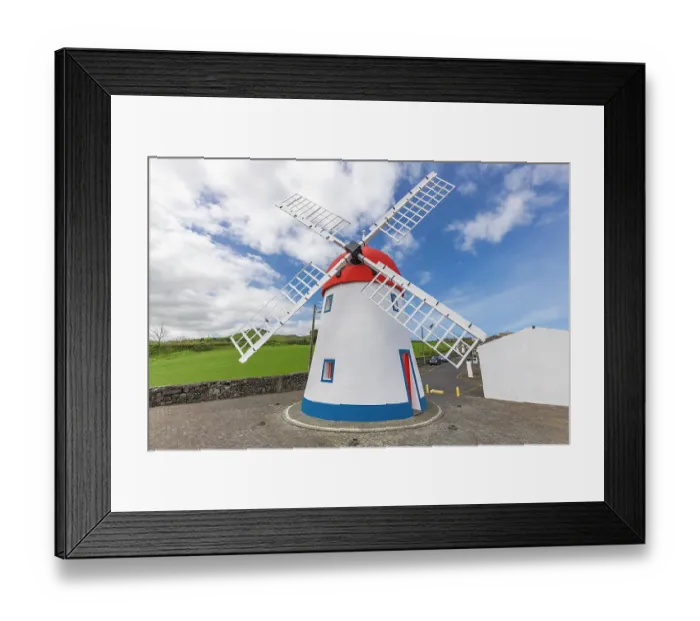 Framed Print : Ponta Delgada, Sao Miguel, Azores, Portugal. Windmill Tia Faleira on Sao Miguel Island. (Editorial Use Only)