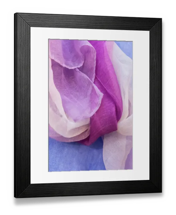 Framed Print : Pastel colored fabrics in hues of blue, pink, and purple