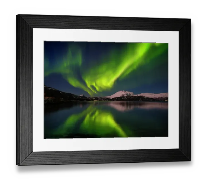 Framed Print : Northern lights over the Salangen Fjord near Sjovegan in northern Norway during winter Framed Print : Northern lights over the Salangen Fjord near Sjovegan in northern Norway during winter