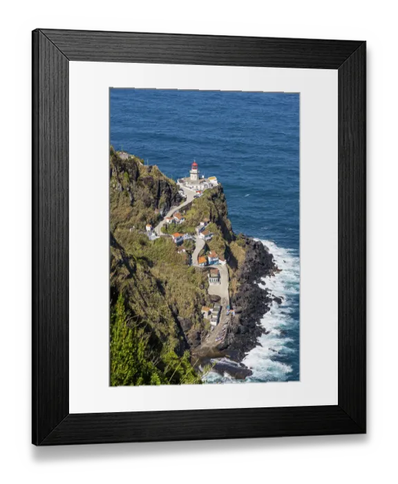 Framed Print : Nordeste, Sao Miguel, Azores, Portugal. The Arnel Point Lighthouse on Sao Miguel Island