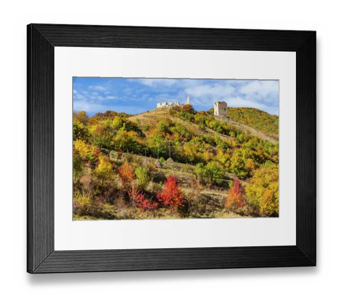 Framed Print : Romania, Transylvania. Coltesti Castle 11th century ruins. Territorial Trascau Mountain views