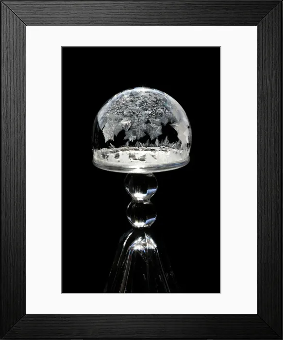 Framed Print : USA, Indiana, Carmel. Frozen soap bubble on wine glass base. ©Wendy Kaveney  /  Jaynes Gallery  /  DanitaDelimont.com