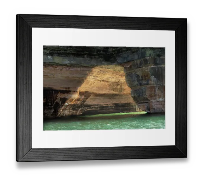 Framed Print : USA, Michigan, Pictured Rocks National Lakeshore. Mineral stains on sandstone cliffs. ©Don Grall  /  Jaynes Gallery  /  DanitaDelimont.com