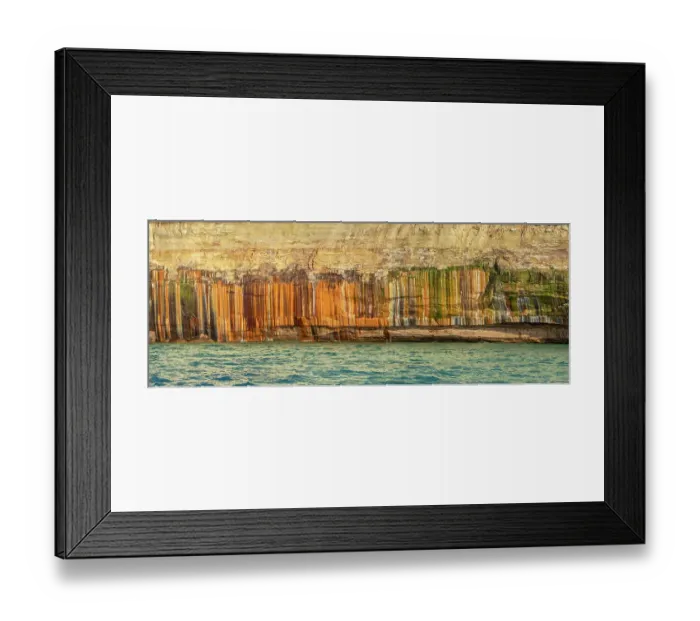 Framed Print : USA, Michigan, Pictured Rocks National Lakeshore. Mineral stains on sandstone cliffs. ©Don Grall / Jaynes Gallery / DanitaDelimont.com Framed Print : USA, Michigan, Pictured Rocks National Lakeshore. Mineral stains on sandstone cliffs. ©Don Grall / Jaynes Gallery / DanitaDelimont.com