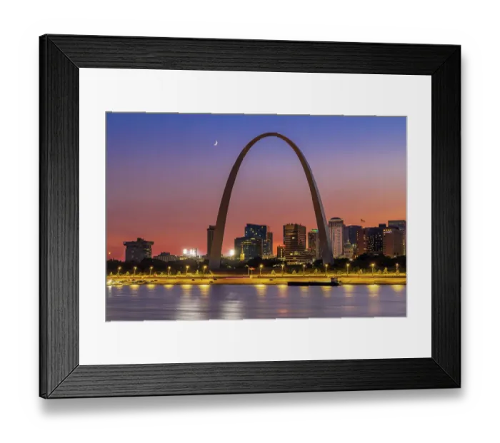 Framed Print : Jefferson National Expansion Memorial, The Gateway Arch at dusk near Mississippi River, St. Louis, Missouri Framed Print : Jefferson National Expansion Memorial, The Gateway Arch at dusk near Mississippi River, St. Louis, Missouri