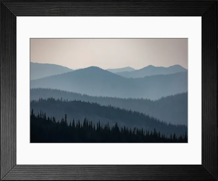 Framed Print : Hazy mountains from Werner Peak in the Stillwater State Forest, Montana, USA Framed Print : Hazy mountains from Werner Peak in the Stillwater State Forest, Montana, USA