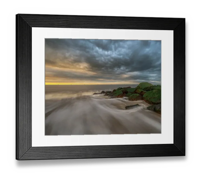 Framed Print : USA, New Jersey, Cape May National Seashore. Stormy sunrise on ocean shore. ©Jay O'Brien  /  Jaynes Gallery  /  DanitaDelimont.com