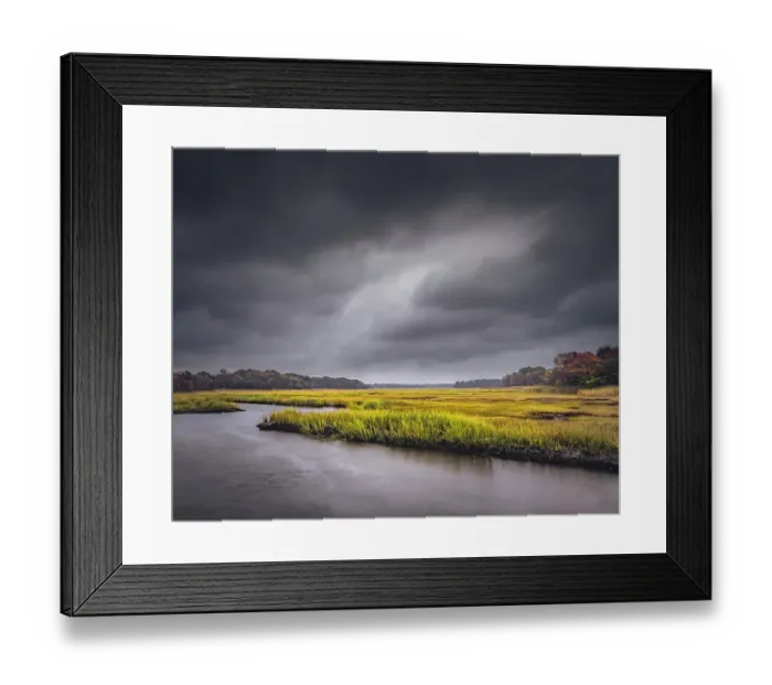 Framed Print : USA, New Jersey, Pine Barrens National Preserve. Storm over marsh and forest landscape. ©Jay O'Brien  /  Jaynes Gallery  /  DanitaDelimont.com