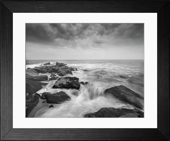 Framed Print : USA, New Jersey, Cape May National Seashore. Ocean and waves hitting rocks at sunrise. ©Jay O'Brien  /  Jaynes Gallery  /  DanitaDelimont.com