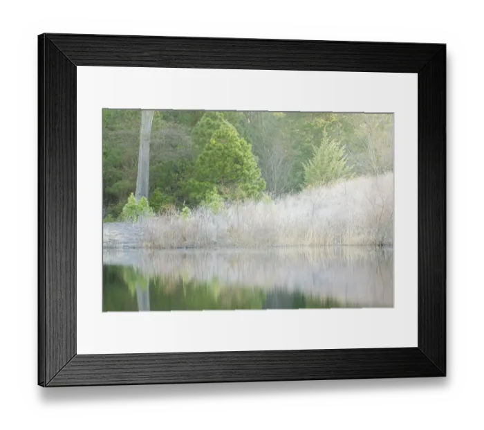 Framed Print : USA, New Jersey, Pinelands National Reserve. Frosty trees reflect in lake in winter. ©Jay O'Brien  /  Jaynes Gallery  /  DanitaDelimont.com