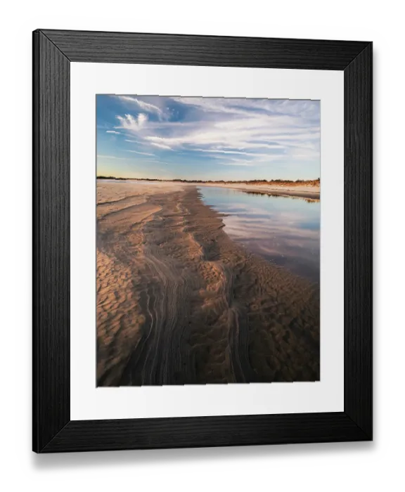 Framed Print : USA, New Jersey, Cape May National Seashore. Water on beach at sunrise. ©Jay O'Brien / Jaynes Gallery / DanitaDelimont.com Framed Print : USA, New Jersey, Cape May National Seashore. Water on beach at sunrise. ©Jay O'Brien / Jaynes Gallery / DanitaDelimont.com
