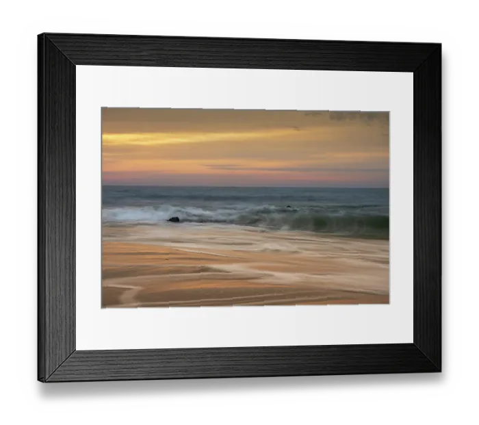 Framed Print : USA, New Jersey, Cape May National Seashore. Ocean shore and waves at sunrise. ©Jay O'Brien  /  Jaynes Gallery  /  DanitaDelimont.com
