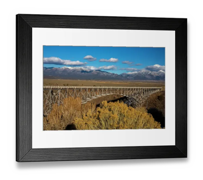 Framed Print : USA, New Mexico, Rio Grande del Norte National Monument. Rio Grande Gorge Bridge and snow-covered peaks. ©Cathy & Gordon Illg / Jaynes Gallery / DanitaDelimont.com Framed Print : USA, New Mexico, Rio Grande del Norte National Monument. Rio Grande Gorge Bridge and snow-covered peaks. ©Cathy & Gordon Illg / Jaynes Gallery / DanitaDelimont.com