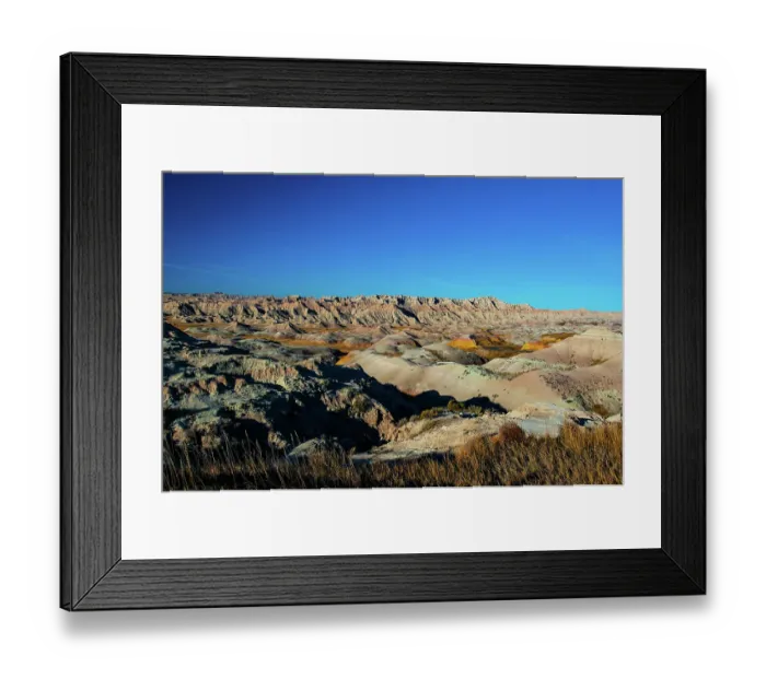 Framed Print : USA, South Dakota, Wall, Badlands National Park, Burns Basin Overlook