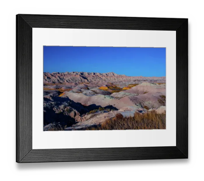 Framed Print : USA, South Dakota, Wall, Badlands National Park, Burns Basin Overlook