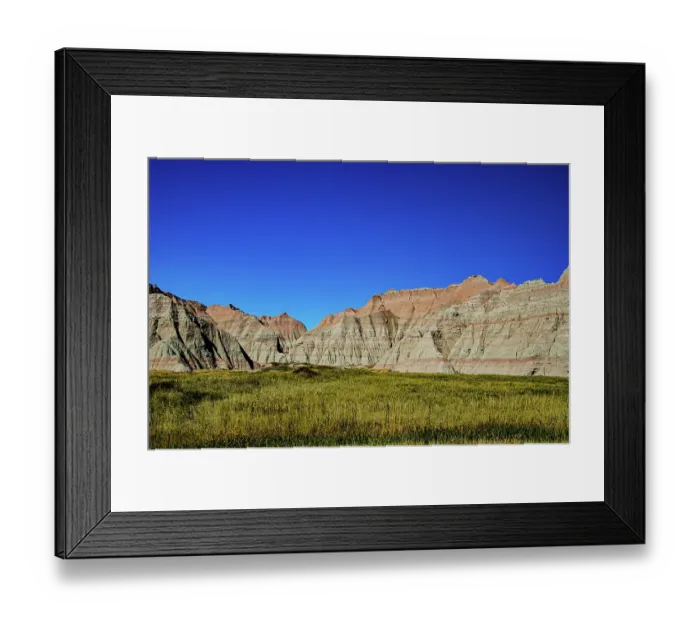 Framed Print : USA, South Dakota. Badlands National Park, Prairie Wind Overlook
