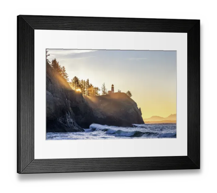 Framed Print : King tide waves crash into the cliffs below Lighthouse at Cape Disappointment State Park in Washington State, USA Framed Print : King tide waves crash into the cliffs below Lighthouse at Cape Disappointment State Park in Washington State, USA
