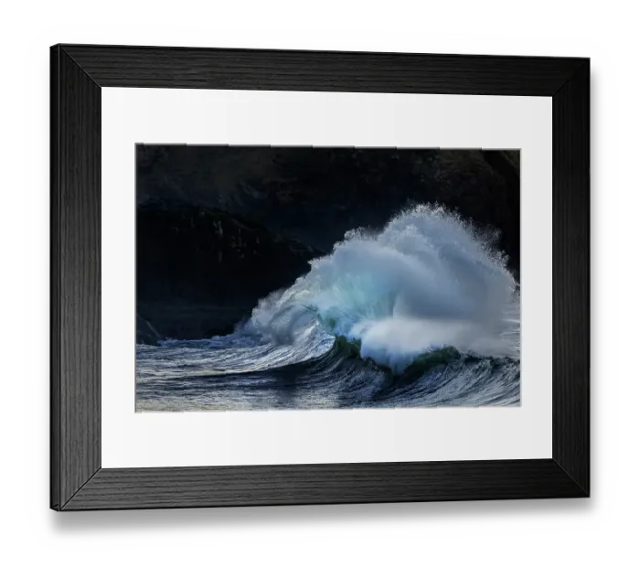 Framed Print : King tide waves at Cape Disappointment State Park in Washington State, USA