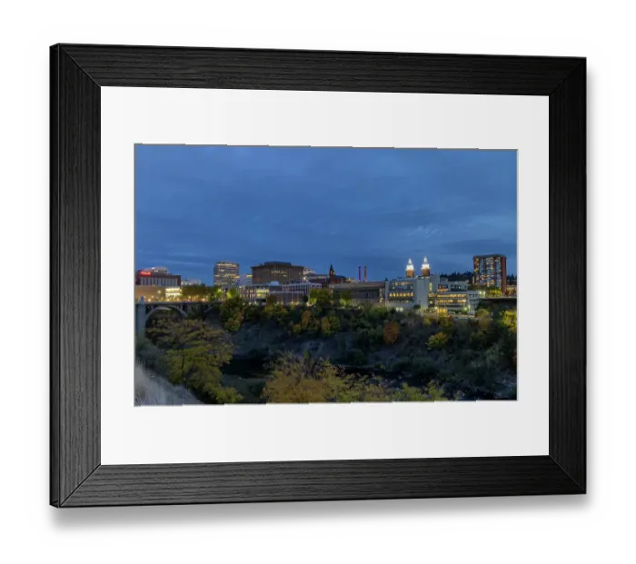Framed Print : Cityscape along the north side of the Spokane River in autumn in Spokane, Washington State, USA Framed Print : Cityscape along the north side of the Spokane River in autumn in Spokane, Washington State, USA