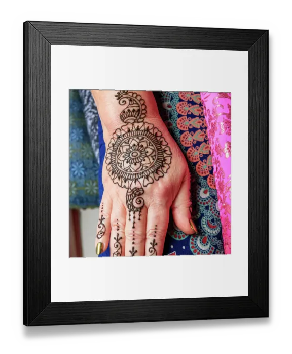 Framed Print : USA, Washington State. Indian Mehendi celebration. Henna application and rituals