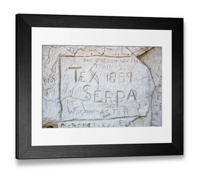 Framed Print : USA, Wyoming, Guernsey, Oregon Trail Register Cliff Inscription