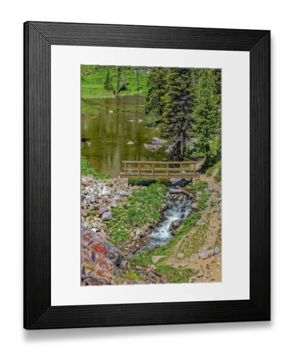 Framed Print : USA, Wyoming, Snowy Range. French Creek Canyon Bridge over stream. Credit as Fred Lord  /  Jaynes Gallery  /  DanitaDelimont.com